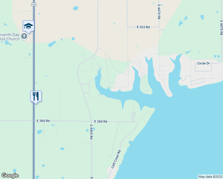 map of restaurants, bars, coffee shops, grocery stores, and more near 446715 East 357 Road in Vinita