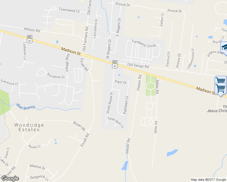 map of restaurants, bars, coffee shops, grocery stores, and more near 293 Kathleen Court in Clarksville
