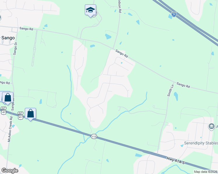 map of restaurants, bars, coffee shops, grocery stores, and more near 268 Towes Lane in Clarksville