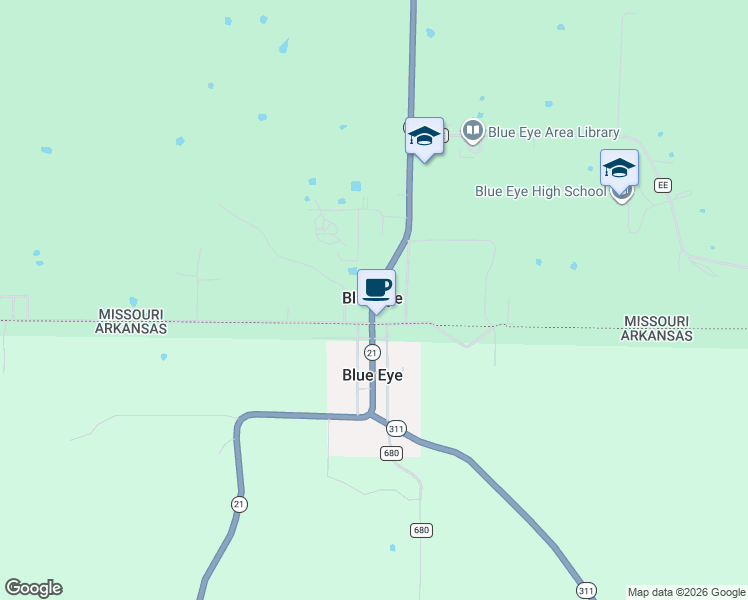 map of restaurants, bars, coffee shops, grocery stores, and more near 16 Cannonball Run Road in Blue Eye
