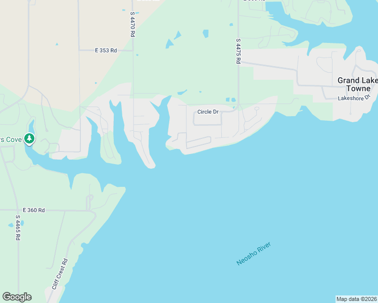 map of restaurants, bars, coffee shops, grocery stores, and more near 447300 Grotto Loop in Vinita