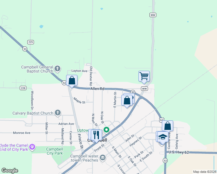 map of restaurants, bars, coffee shops, grocery stores, and more near 420 Allen Road in Campbell