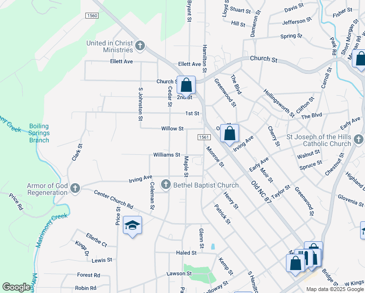 map of restaurants, bars, coffee shops, grocery stores, and more near 219 Maple Street in Eden
