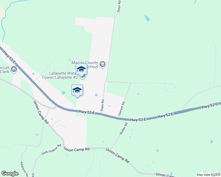 map of restaurants, bars, coffee shops, grocery stores, and more near 2741 Days Road in Lafayette