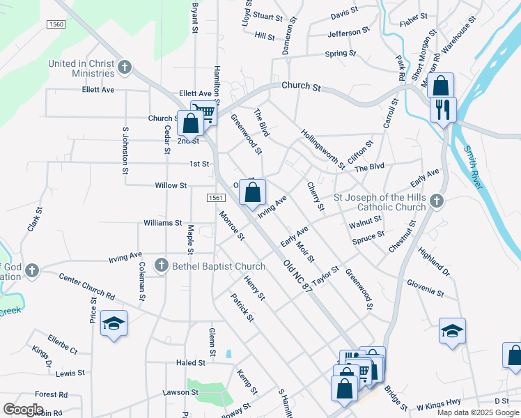 map of restaurants, bars, coffee shops, grocery stores, and more near 704A Irving Avenue in Eden