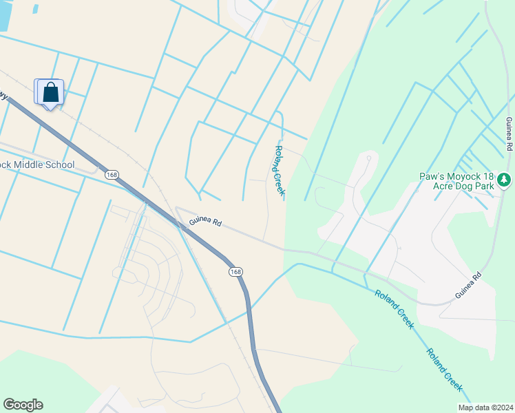 map of restaurants, bars, coffee shops, grocery stores, and more near 115 Thayne Drive in Moyock