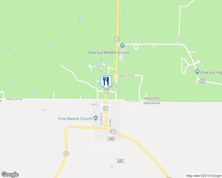 map of restaurants, bars, coffee shops, grocery stores, and more near 54 13-365 in Blue Eye