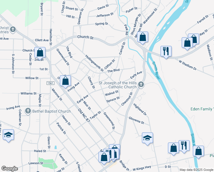 map of restaurants, bars, coffee shops, grocery stores, and more near 517 Early Avenue in Eden