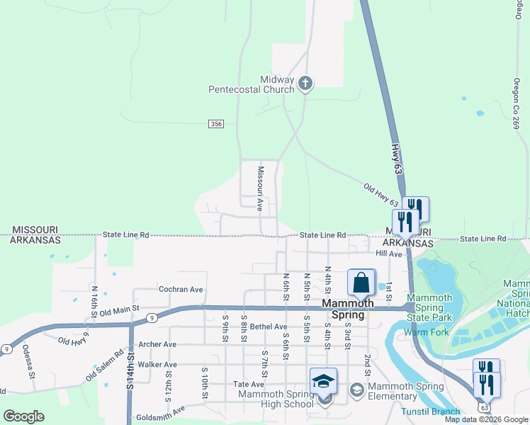 map of restaurants, bars, coffee shops, grocery stores, and more near 37A Hc 64 in Thayer