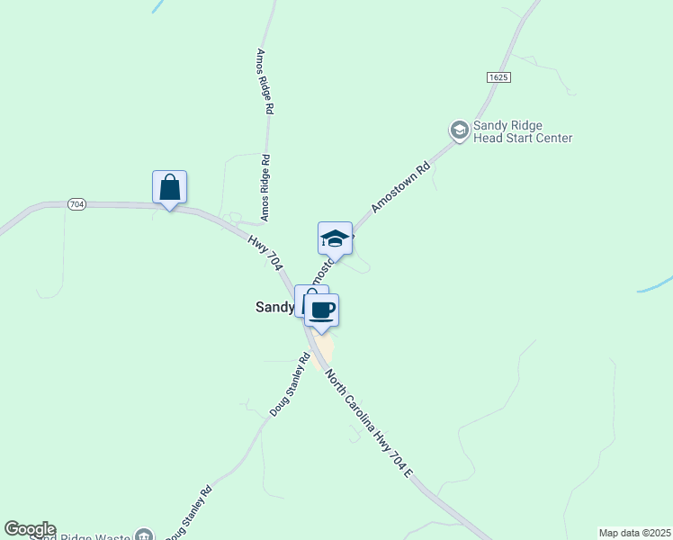 map of restaurants, bars, coffee shops, grocery stores, and more near 1070 Amostown Road in Sandy Ridge