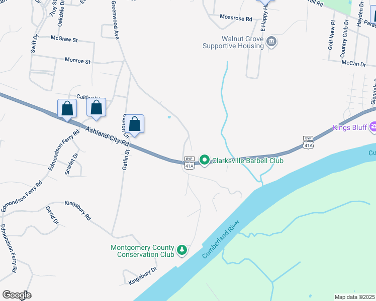 map of restaurants, bars, coffee shops, grocery stores, and more near 1074 Old Sevenmile Ferry Road in Clarksville