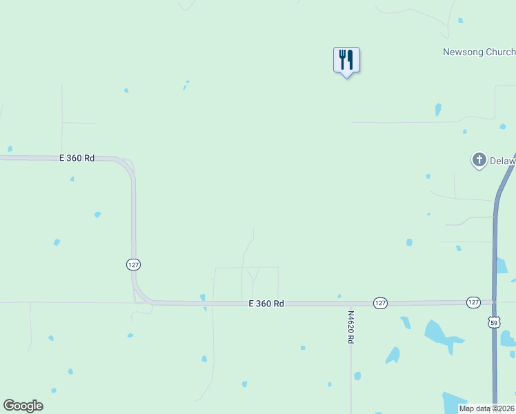 map of restaurants, bars, coffee shops, grocery stores, and more near 60500 East 360 Road in Jay