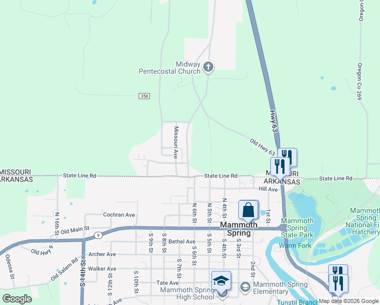 map of restaurants, bars, coffee shops, grocery stores, and more near 37A Hc 64 in Thayer