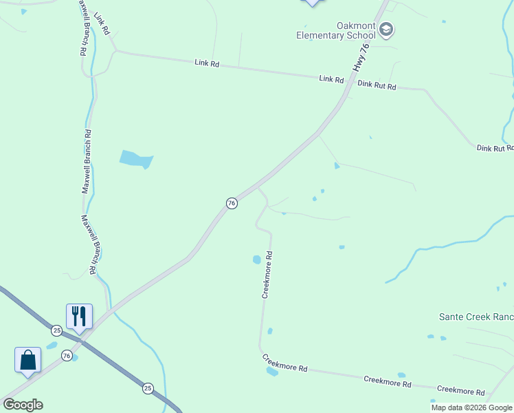 map of restaurants, bars, coffee shops, grocery stores, and more near 420 Creekmore Road in Cottontown