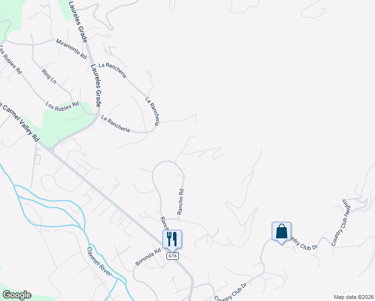 map of restaurants, bars, coffee shops, grocery stores, and more near 5 Marquard Road in Carmel Valley