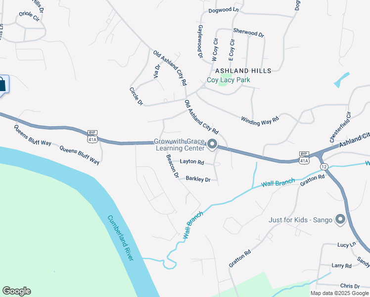 map of restaurants, bars, coffee shops, grocery stores, and more near 2108 Ashland City Road in Clarksville