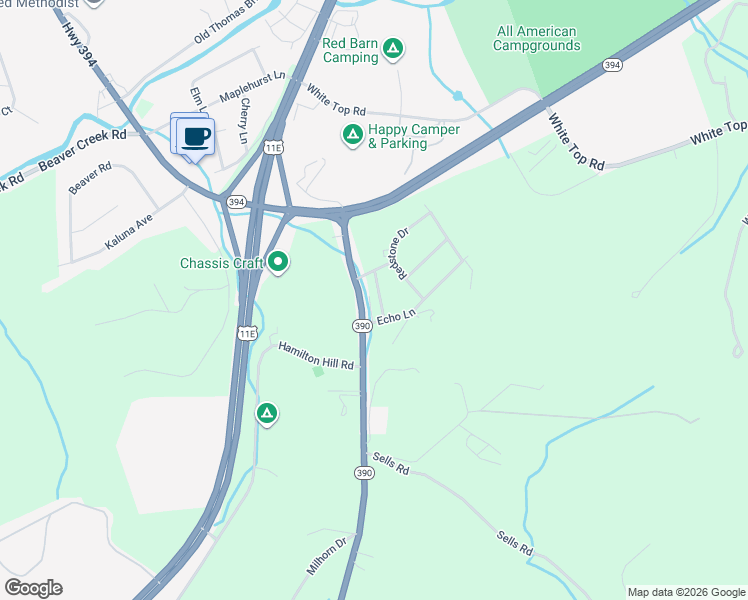 map of restaurants, bars, coffee shops, grocery stores, and more near 226a Sparrow Road in Bluff City