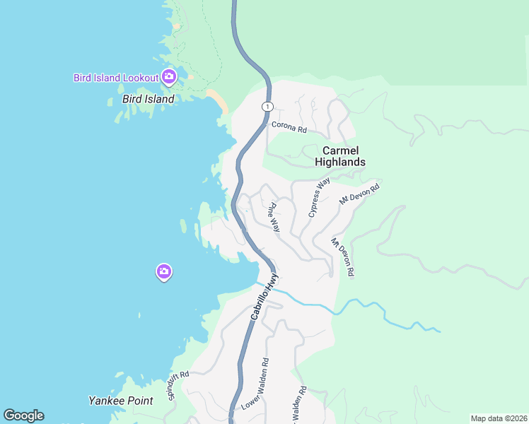 map of restaurants, bars, coffee shops, grocery stores, and more near 112 Pine Way in Carmel-by-the-Sea
