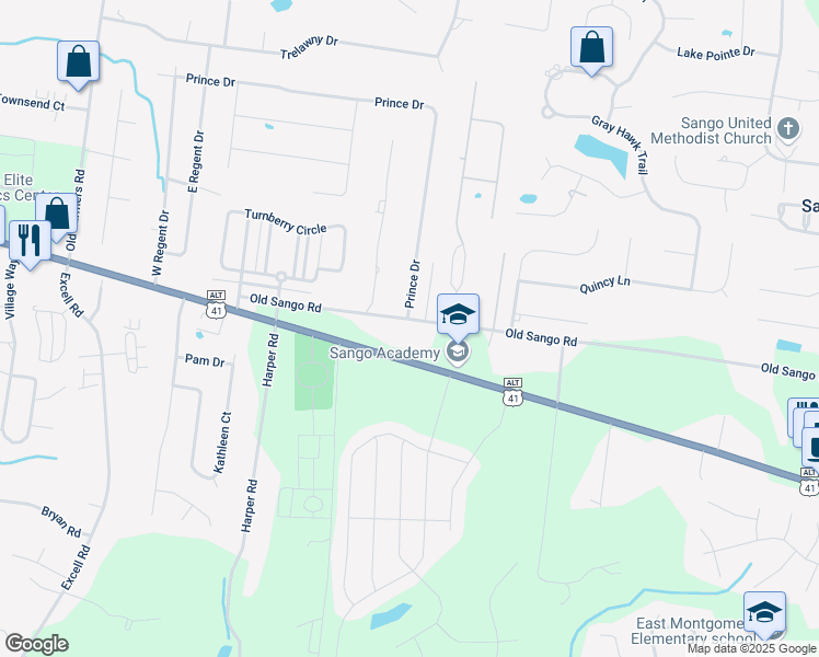 map of restaurants, bars, coffee shops, grocery stores, and more near 3053 U.S. 41 Alternate in Adams