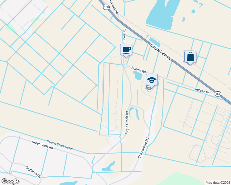 map of restaurants, bars, coffee shops, grocery stores, and more near 120 Survey Road in Moyock