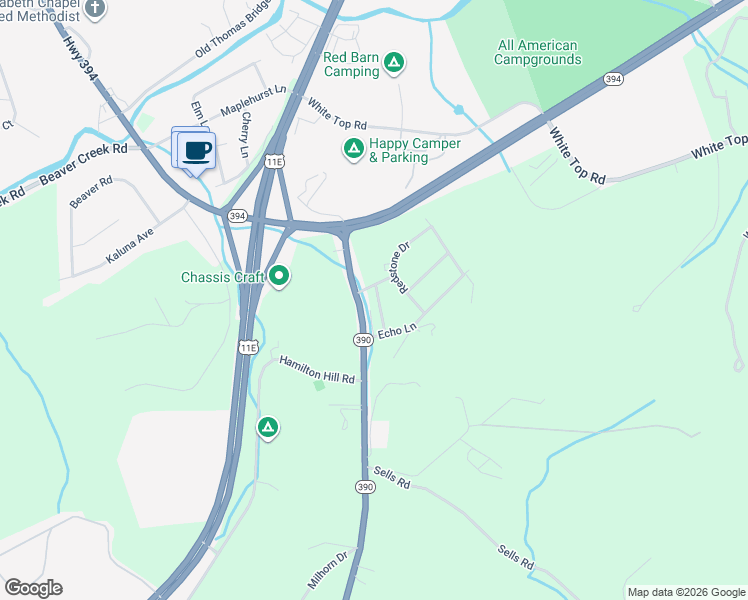 map of restaurants, bars, coffee shops, grocery stores, and more near 226a Sparrow Road in Bluff City