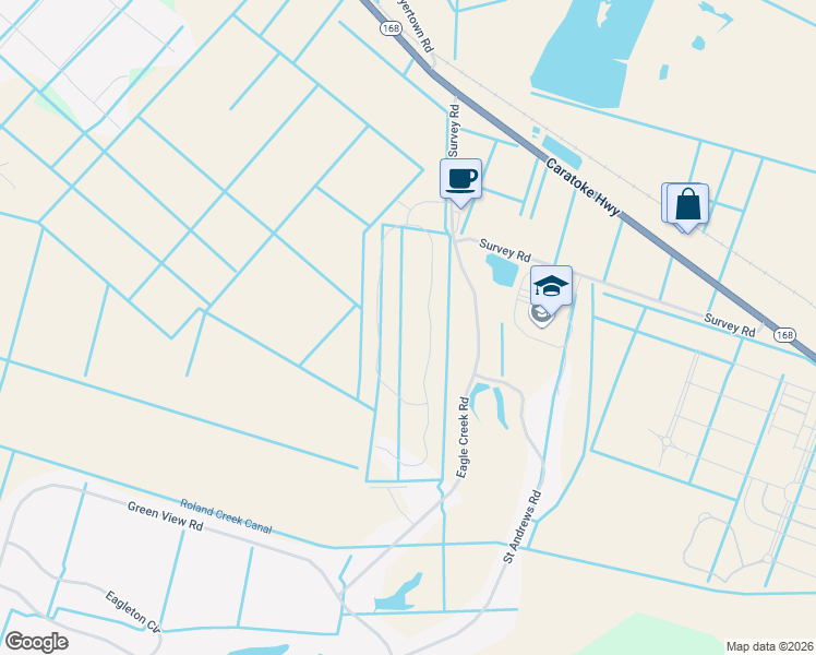 map of restaurants, bars, coffee shops, grocery stores, and more near 120 Survey Road in Moyock