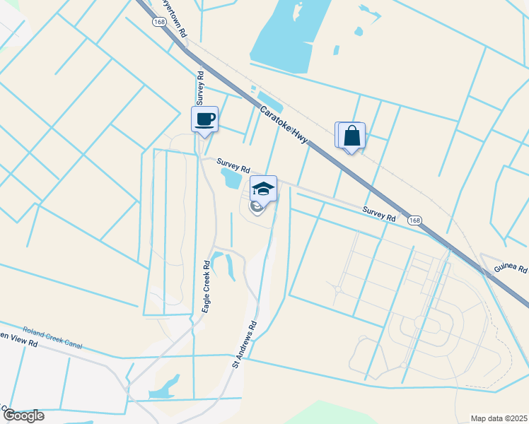 map of restaurants, bars, coffee shops, grocery stores, and more near 216 Survey Road in Moyock