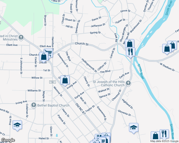 map of restaurants, bars, coffee shops, grocery stores, and more near 200 Hollingsworth Street in Eden
