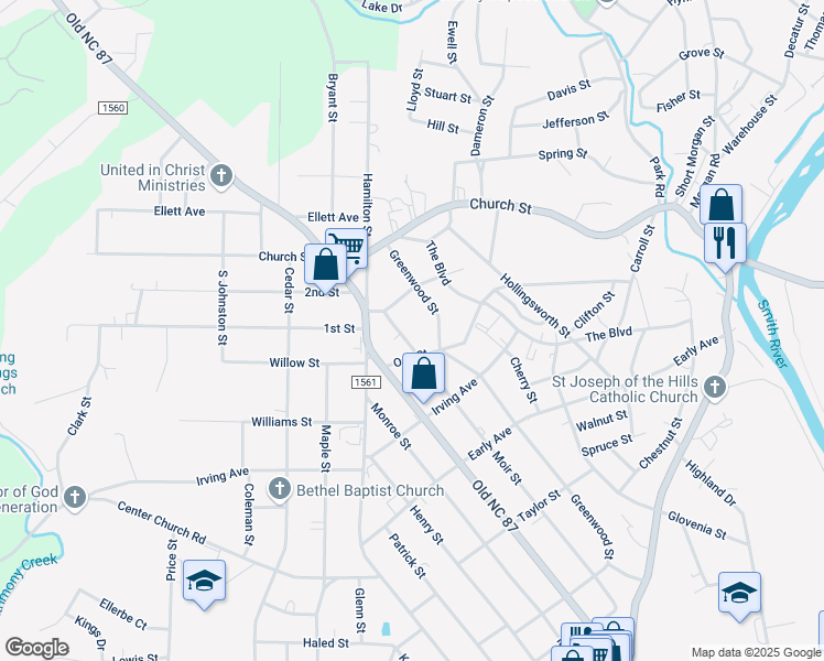 map of restaurants, bars, coffee shops, grocery stores, and more near 106 Moir Street in Eden