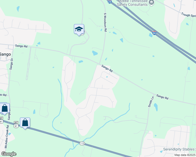 map of restaurants, bars, coffee shops, grocery stores, and more near 1175 Ewing Way in Clarksville