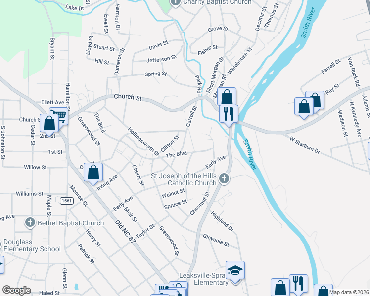 map of restaurants, bars, coffee shops, grocery stores, and more near 212 Carroll Street in Eden