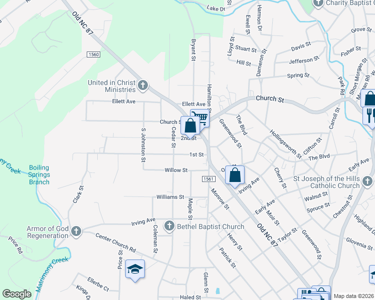 map of restaurants, bars, coffee shops, grocery stores, and more near 1001 1st Street in Eden