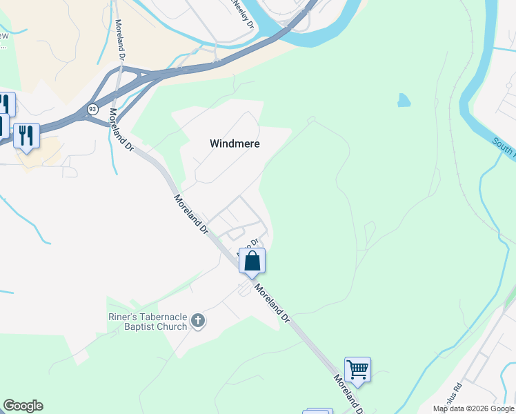 map of restaurants, bars, coffee shops, grocery stores, and more near 196 Anco Drive in Kingsport