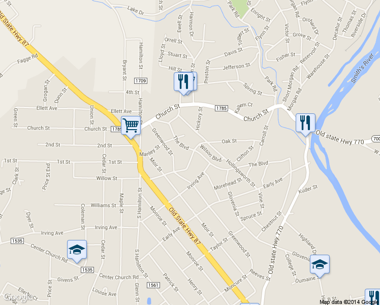 map of restaurants, bars, coffee shops, grocery stores, and more near 139 The Blvd in Eden