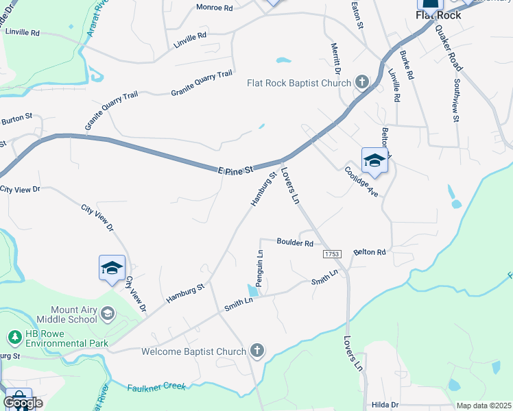 map of restaurants, bars, coffee shops, grocery stores, and more near 780 Hamburg Street in Mount Airy