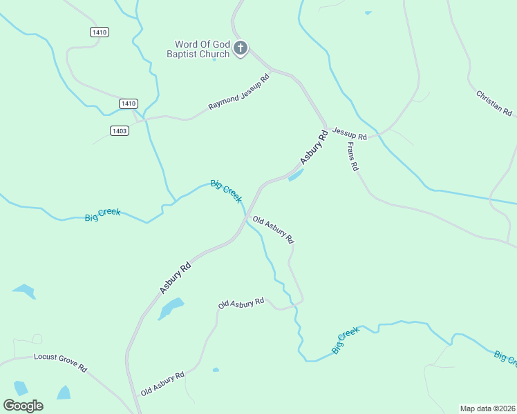 map of restaurants, bars, coffee shops, grocery stores, and more near 1403 Old Asbury Road in Mount Airy