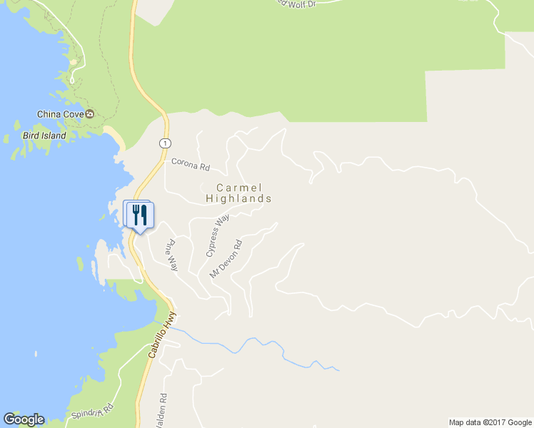 map of restaurants, bars, coffee shops, grocery stores, and more near 100 Cypress Way in Carmel-by-the-Sea