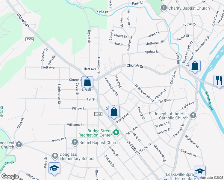 map of restaurants, bars, coffee shops, grocery stores, and more near 106 Moir Street in Eden