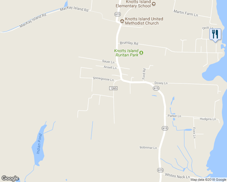 map of restaurants, bars, coffee shops, grocery stores, and more near 126 Blackfoot Road in Knotts Island