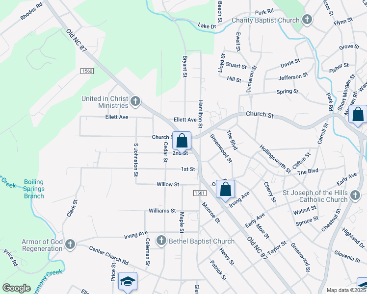 map of restaurants, bars, coffee shops, grocery stores, and more near 111 South Oakland Avenue in Eden
