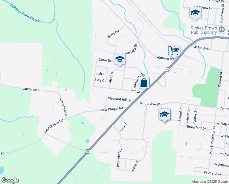 map of restaurants, bars, coffee shops, grocery stores, and more near 308 Pitt Lane in Springfield