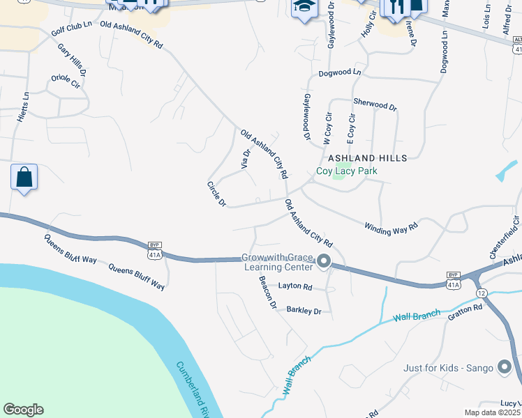 map of restaurants, bars, coffee shops, grocery stores, and more near 460 Circle Drive in Clarksville