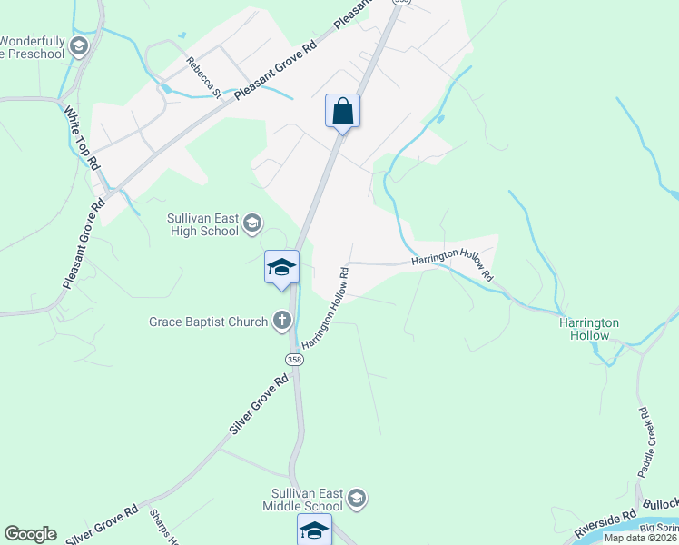 map of restaurants, bars, coffee shops, grocery stores, and more near 201 Harrington Hollow Rd in Bluff City