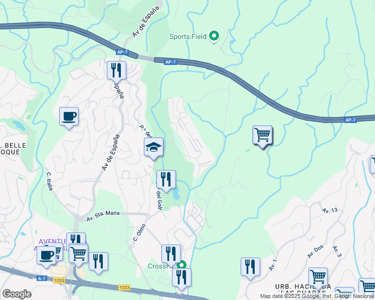 map of restaurants, bars, coffee shops, grocery stores, and more near 5 Calle Lila in Marbella