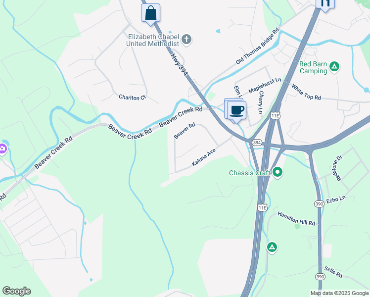 map of restaurants, bars, coffee shops, grocery stores, and more near 327 Beaver Circle in Bluff City