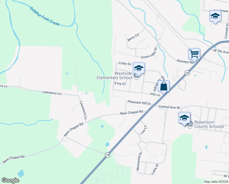 map of restaurants, bars, coffee shops, grocery stores, and more near 303 Cofer Drive in Springfield