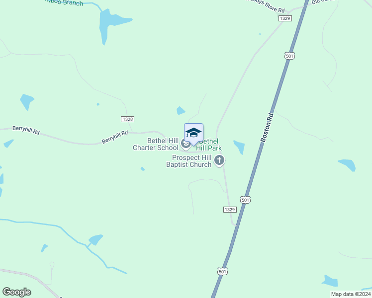 map of restaurants, bars, coffee shops, grocery stores, and more near 401 Bethel Hill School Road in Roxboro