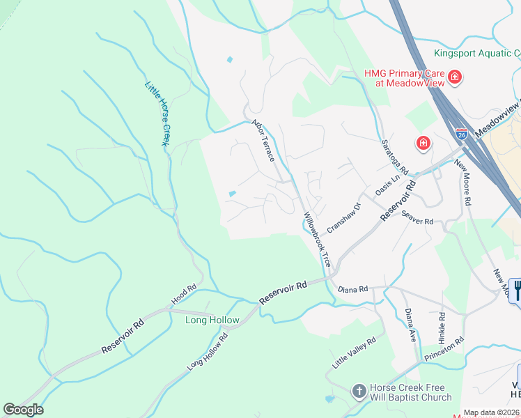 map of restaurants, bars, coffee shops, grocery stores, and more near 145 Aston Place in Kingsport