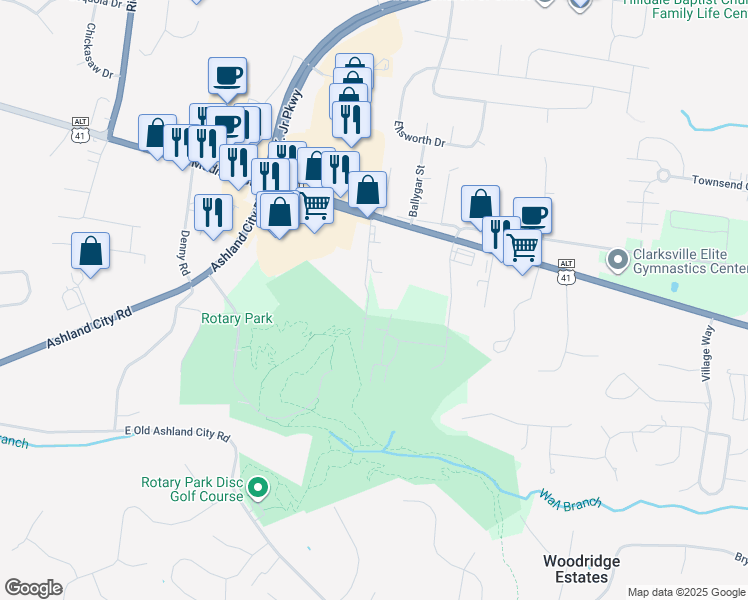 map of restaurants, bars, coffee shops, grocery stores, and more near in Clarksville