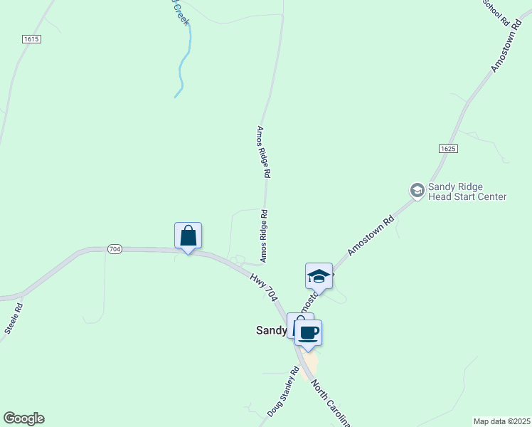 map of restaurants, bars, coffee shops, grocery stores, and more near Amos Ridge Road in Sandy Ridge
